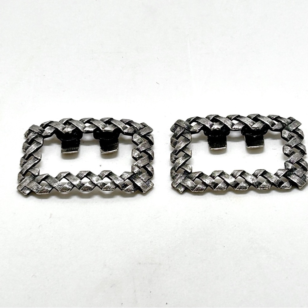 Tip Toe, Vintage, Silver, Black Rectangular Braid… - image 1